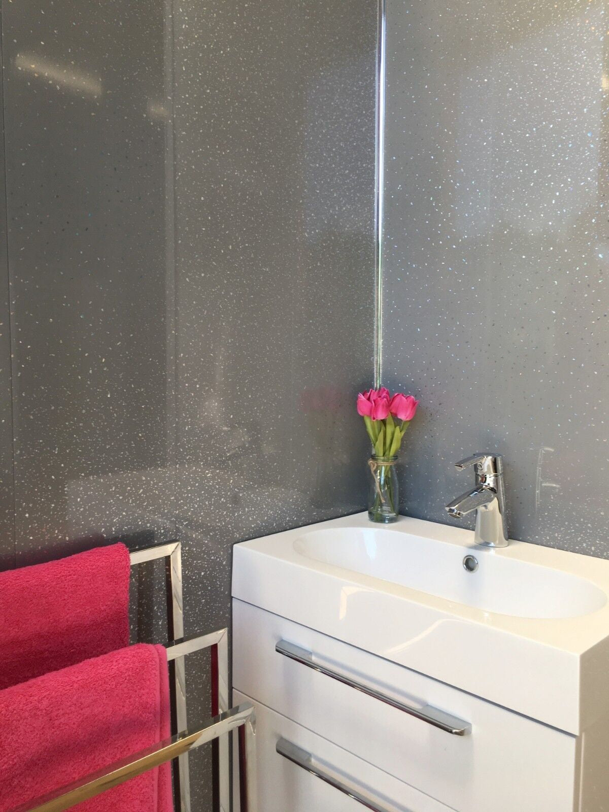 10 White Black Grey Sparkle & Marble Shower Wall Panels PVC Bathroom Cladding