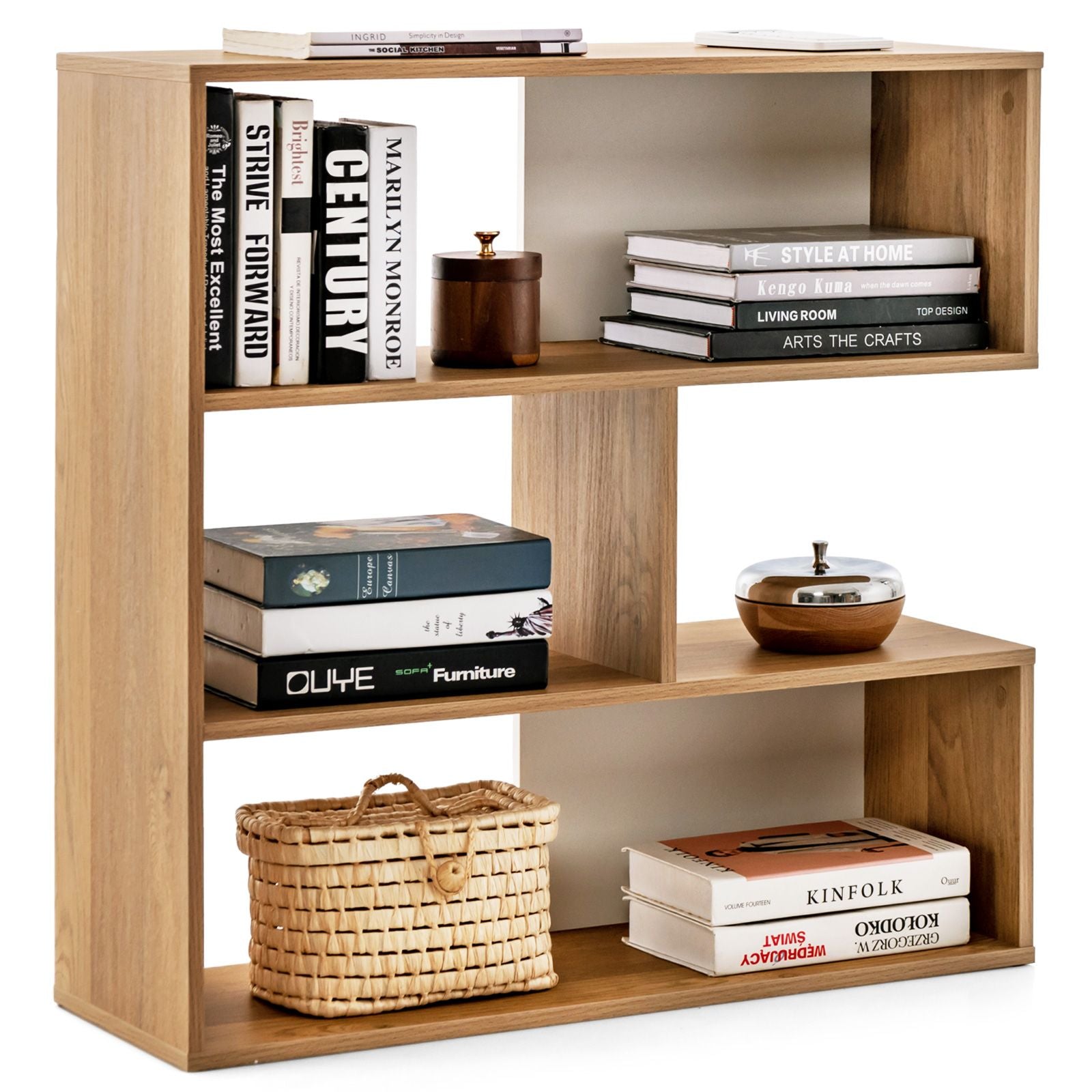 Concave/Convex Bookshelf for Living Room Bedroom Study Office