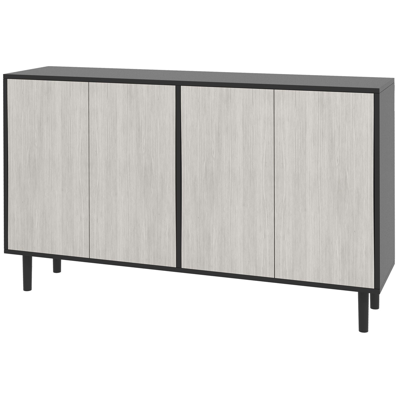 HOMCOM Sideboard Storage Cabinet for Living Room with Adjustable Shelves Black
