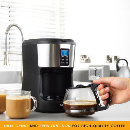 Salter Coffee Maker Machine Caffé Bean to Jug Grind & Brew (Open Box)
