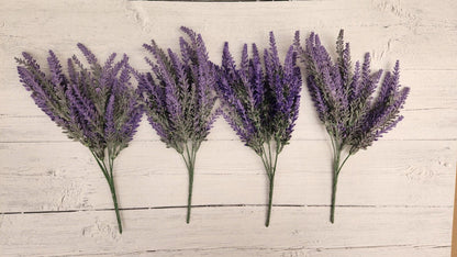 Artificial Lavender Flowers in Bundles Fake Silk Faux Lavender Plant Wooden Pots
