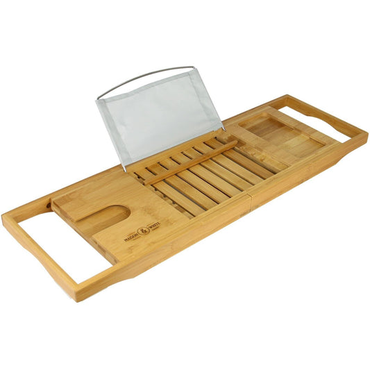 Bath Caddy Extendable Bamboo Adjustable Luxury Home Spa Wood Bath Tub Rest | M&W