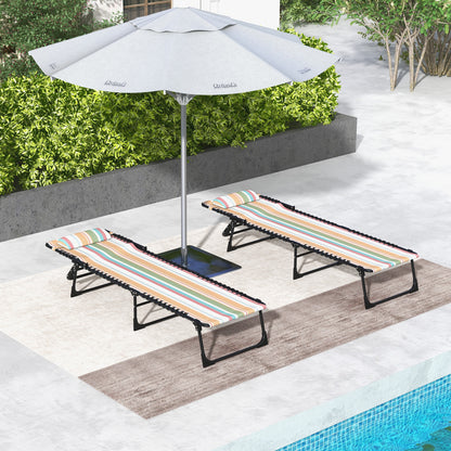 2 Pcs Beach Chaise Lounge 4 Adjustable Positions Sleeping Bed