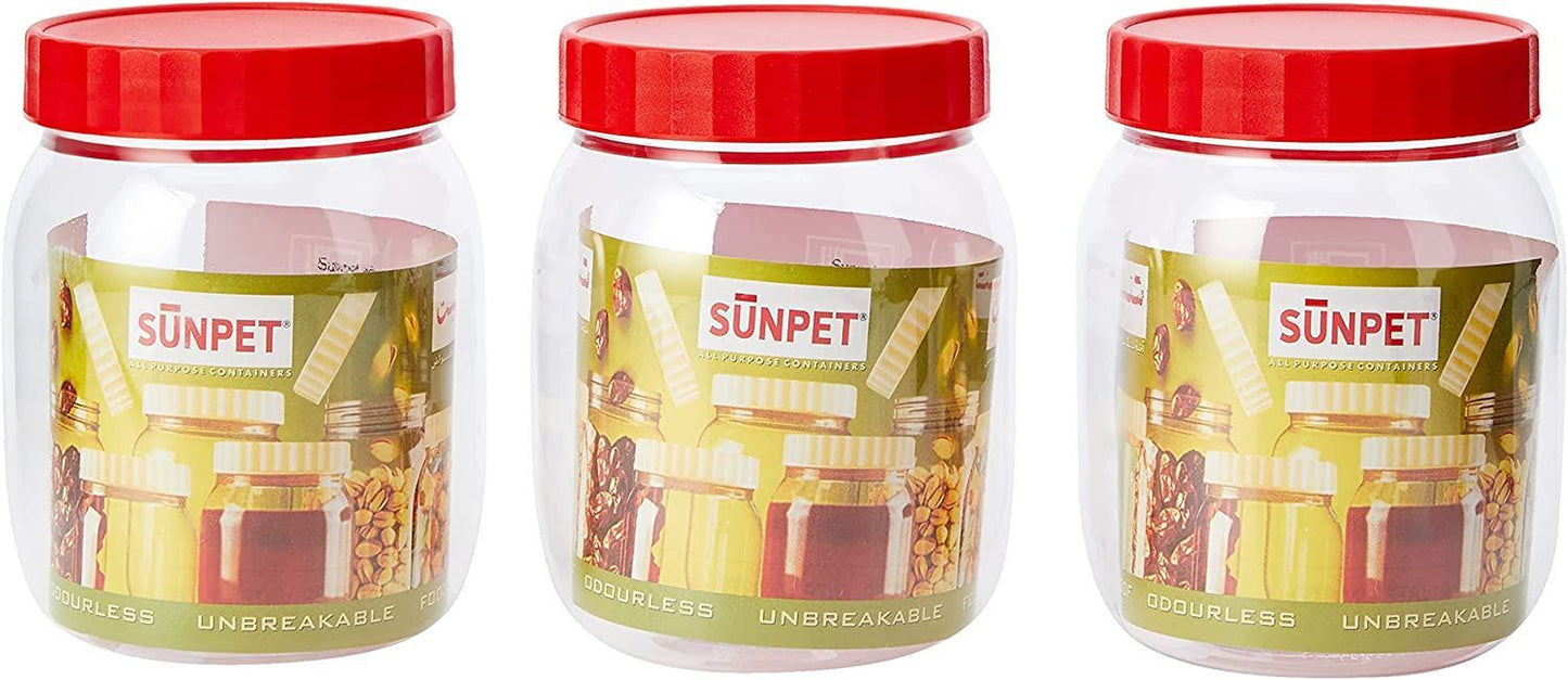 3 PLASTIC STORAGE Containers with Screw Top Lids Food Canisters JARS Large 500ML