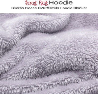 Snugrug Oversized Long Hooded Adult Sherpa Big Fleece Blanket Hoodie Sweatshirt