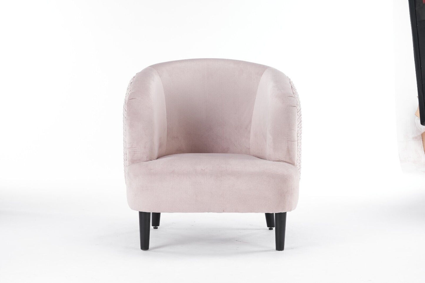 Stylish Design Velvet Tub Chair Accent Armchair Grey Barrel Chair for Bedroom