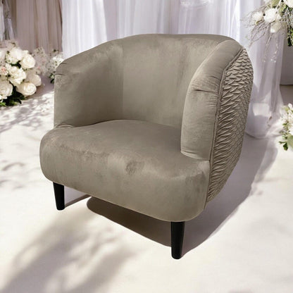 Stylish Design Velvet Tub Chair Accent Armchair Grey Barrel Chair for Bedroom