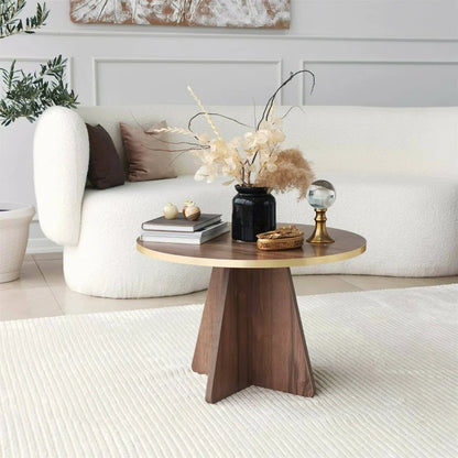 Coffee Table Dkluiver, Low Coffee Table, Magazine Rack for Sofa, 60X60H40 Cm, Gold