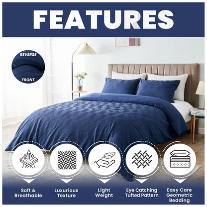 Polyester Geometric Duvet Cover with Pillowcases