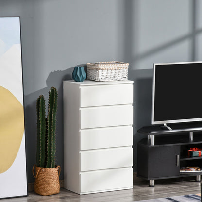 HOMCOM 5 Drawer Cabinet Storage Cupboard Sideboard Organiser Living Room White