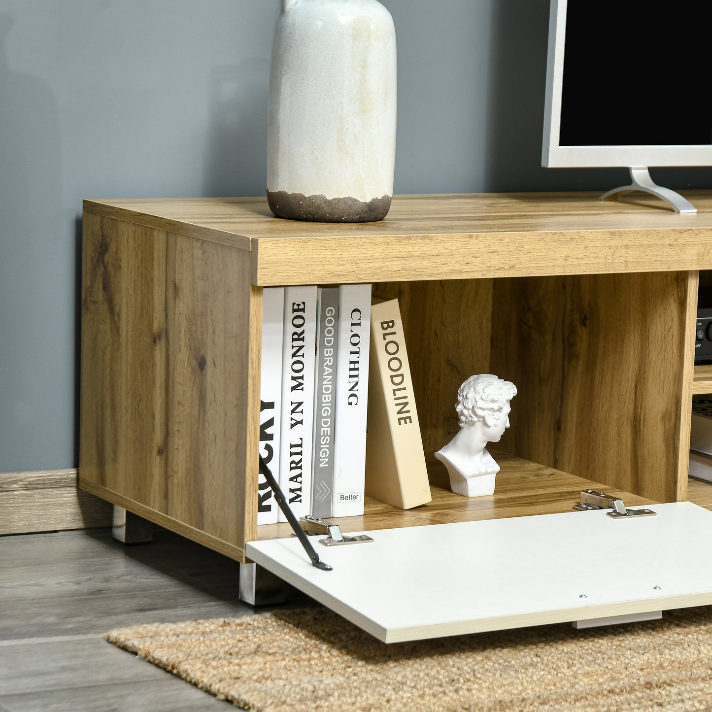 Modern Unit for TV W/ Cabinet Shelf for Living Room
