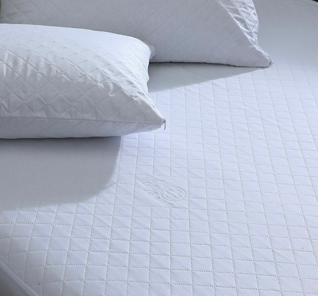 Pack of 4 Zipped WATERPROOF QUILTED Pillow Protectors Hypoallergenic Soft Covers