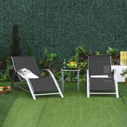 3 Pieces Lounge Chair Set Garden Recliner Chair with Coffee Table for Patio