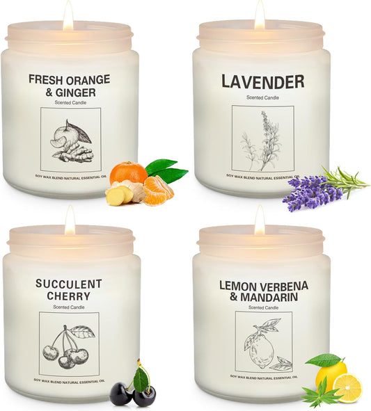 Candles | Candles for Home Scented | 2 Pack 7.1Oz Natural Soy Wax Aromatherapy Candles | over 120 Hours of Burn Time | Christmas Scented Candles Gifts Sets for Women | Apple Cinnamon Candles
