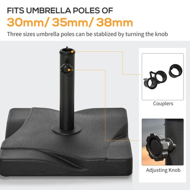 Outdoor Garden Parasol Base Stand Holder, Square, Fits Φ32Mm,Φ38Mm,Φ4