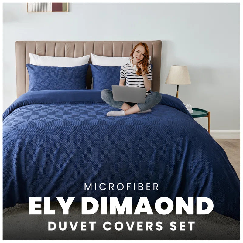 Polyester Geometric Duvet Cover with Pillowcases