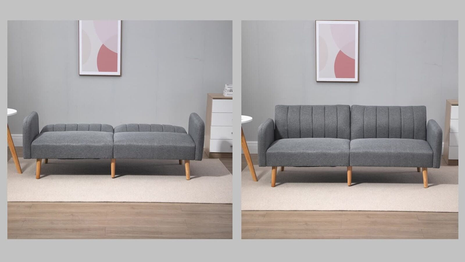 HOMCOM 3 Seater Sofa Bed W/ Adjustable Backrest for Living Room, Guest Room
