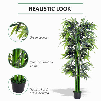 Outsunny Artificial Bamboo Tree Plant Greenary in a Pot 1.8M for Home or Office