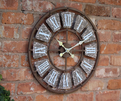 GARDEN WALL CLOCK LARGE INDOOR OUTDOOR GIANT OPEN FACE METAL 58CM