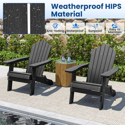 Folding Adirondack Chair with Wide Armrests and Inclined Backrest