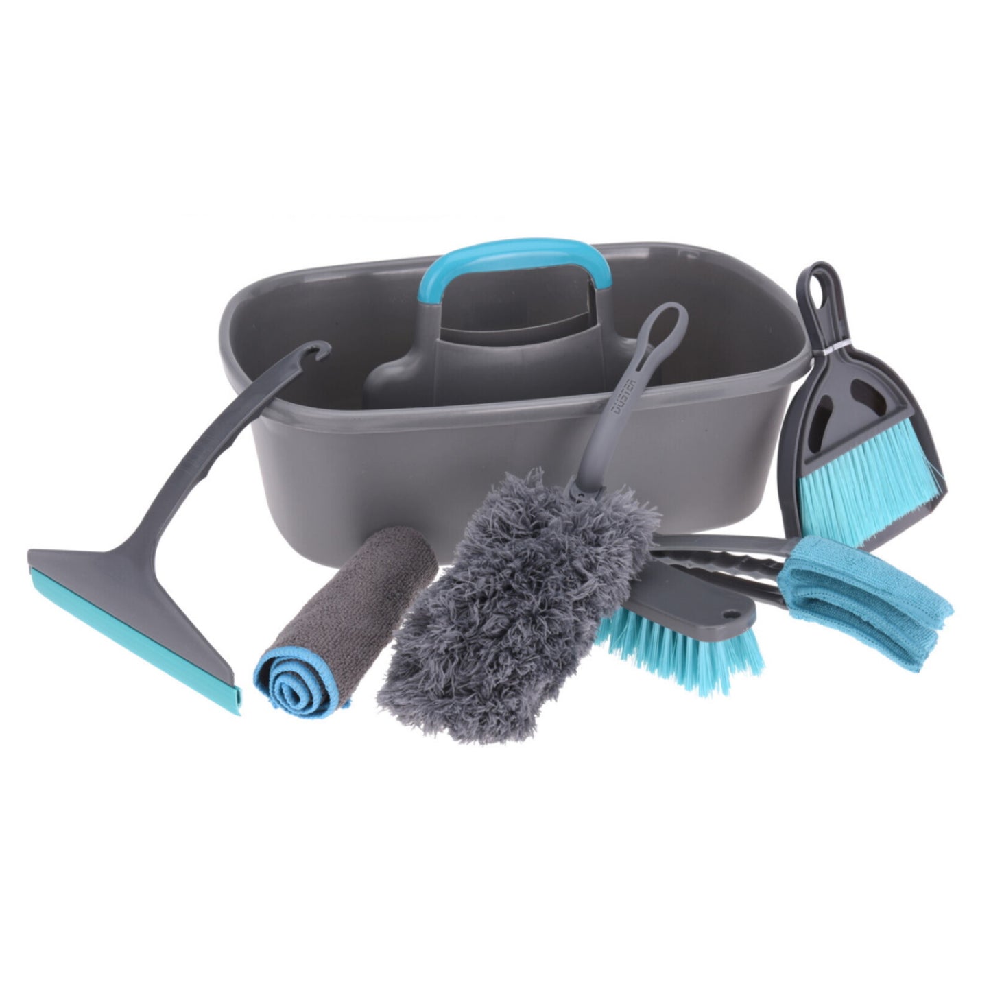 Cleaning Set Utility Caddy Dustpan Brush Microfibre Duster Home Household 7PC