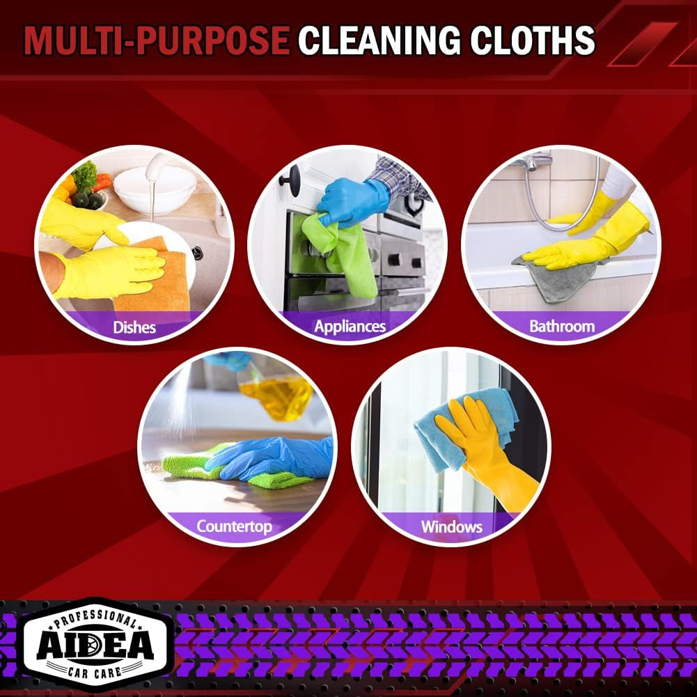 Microfibre Cloth 24 Pack-Premium All-Purpose Cleaning Cloths for Cars-Soft & Absorbent Lint Free Streak Free Wash Cloth for House, Kitchen, Windows,30X40Cm