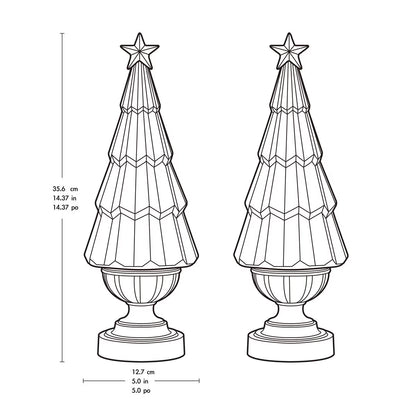 14 Inch (35.6 Cm) Lighted Glitter Tree Lamps, 2 Pack