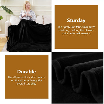 Large Fleece Blanket Throw Reversible Soft Warm Bed Sofa Blanket Double & King