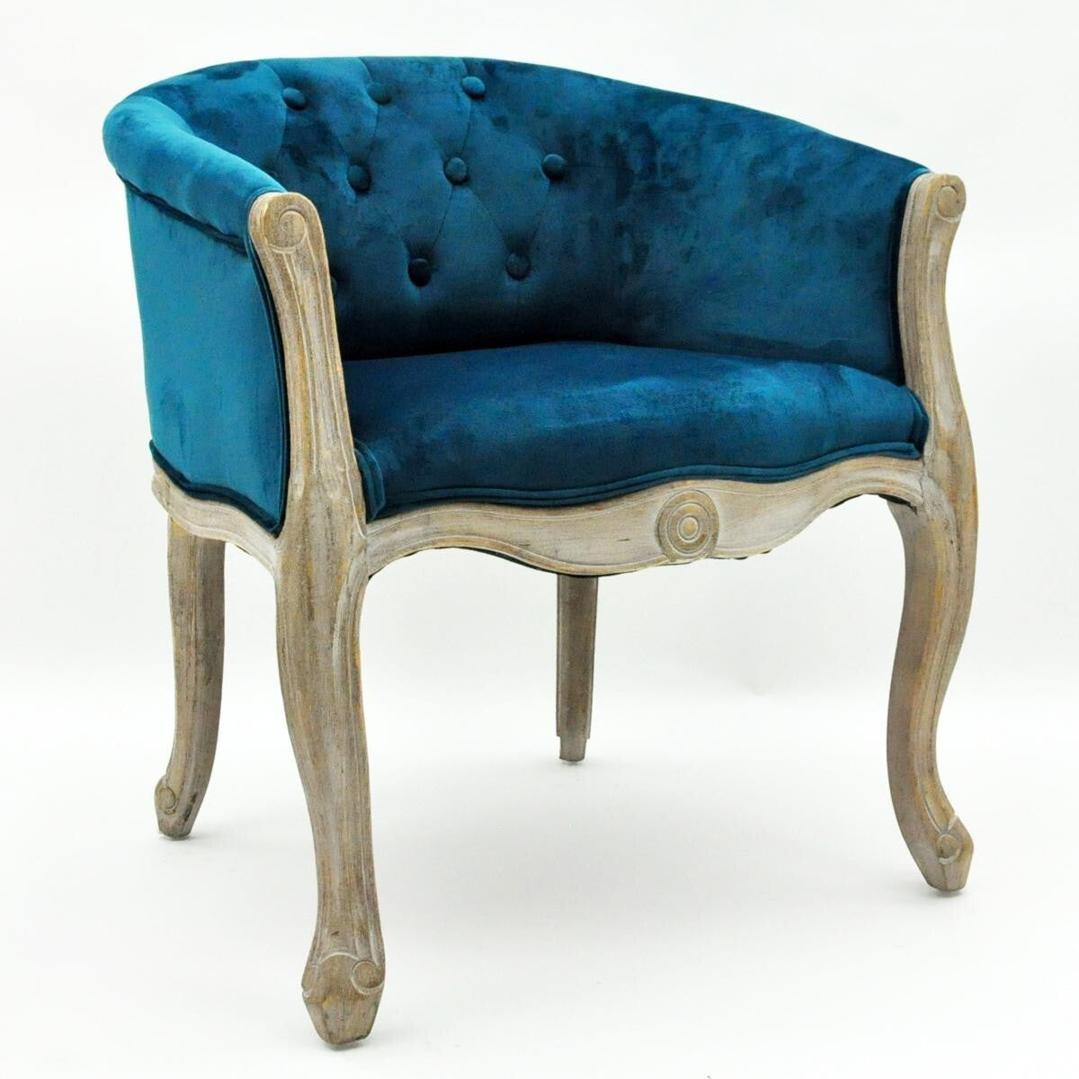 Teal Velvet Tub Chair Accent Armchair with Beech Frame for Living Room or Office