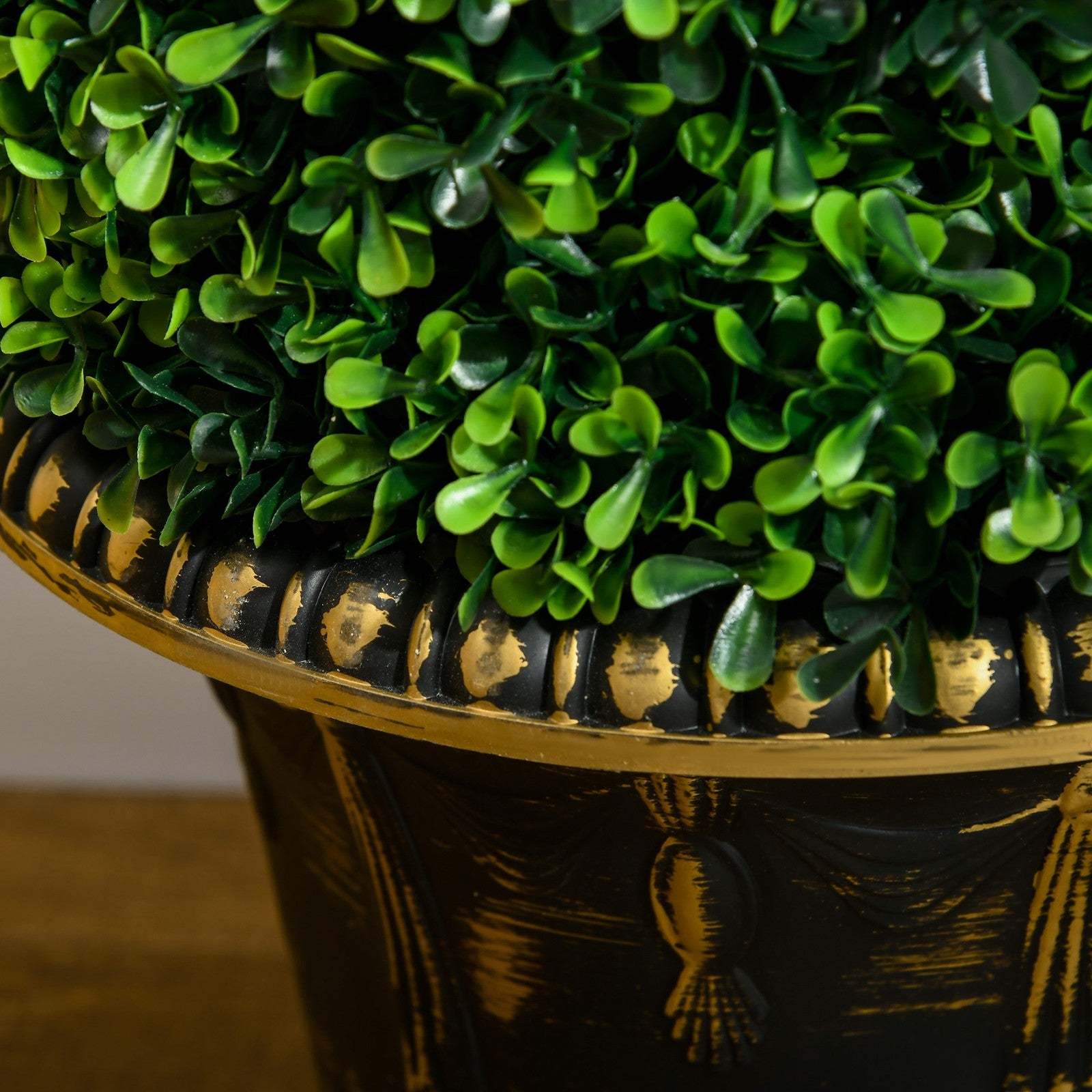 HOMCOM Set of 2 Potted Artificial Plants, Topiary Spiral Boxwood Trees, 90Cm