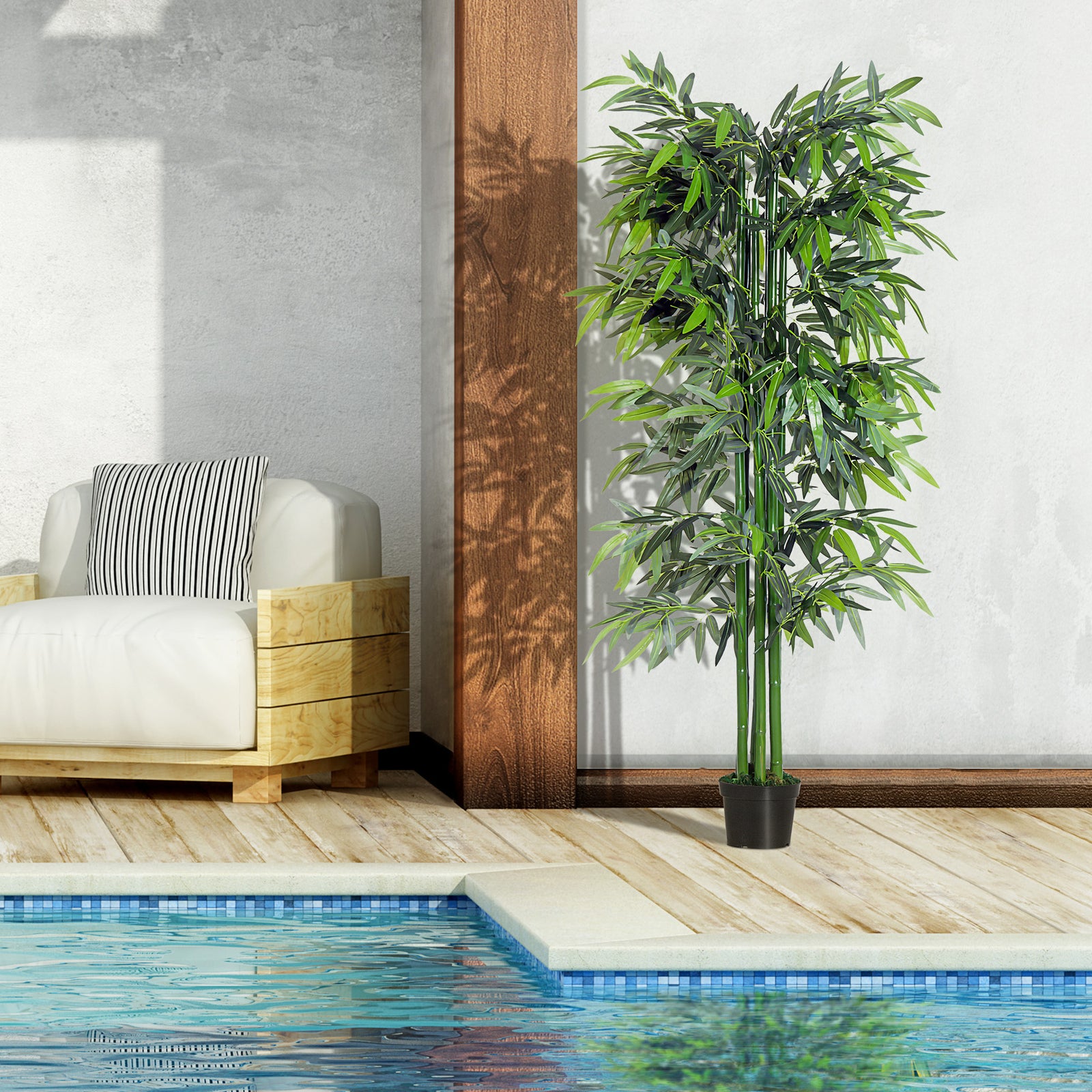 Outsunny Artificial Bamboo Tree Plant Greenary in a Pot 1.8M for Home or Office