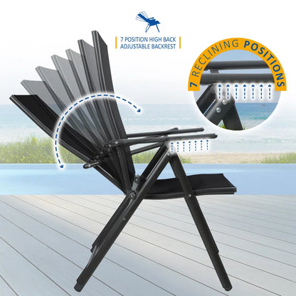 Moheez Folding Garden Chairs with 7 Reclining Positions