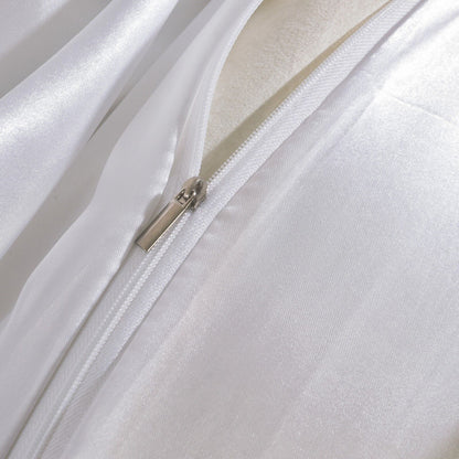ROOEE 6PCS Satin Silk Complete Bedding Set Fitted Sheet Duvet Cover Pillow Cases