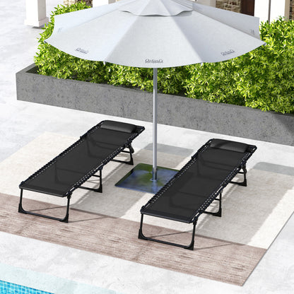 2 Pcs Beach Chaise Lounge 4 Adjustable Positions Sleeping Bed