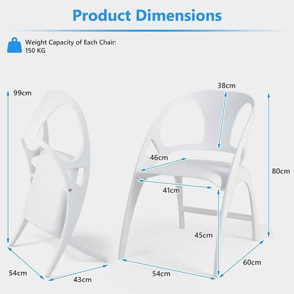 2Pcs Folding Dining Chair Modern Plastic Dining Armchairs Portable Guest Chair