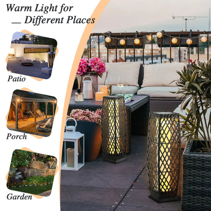 2 Pieces Outdoor Solar-Powered Floor Lamp Set