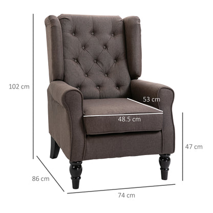 Retro Accent Chair Wingback Armchair with Wood Frame for Living Room