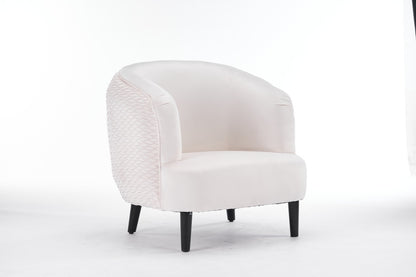 Modern and Stylish Tub Chair Accent Armchair Cream Velvet Barrel Chair Bedroom