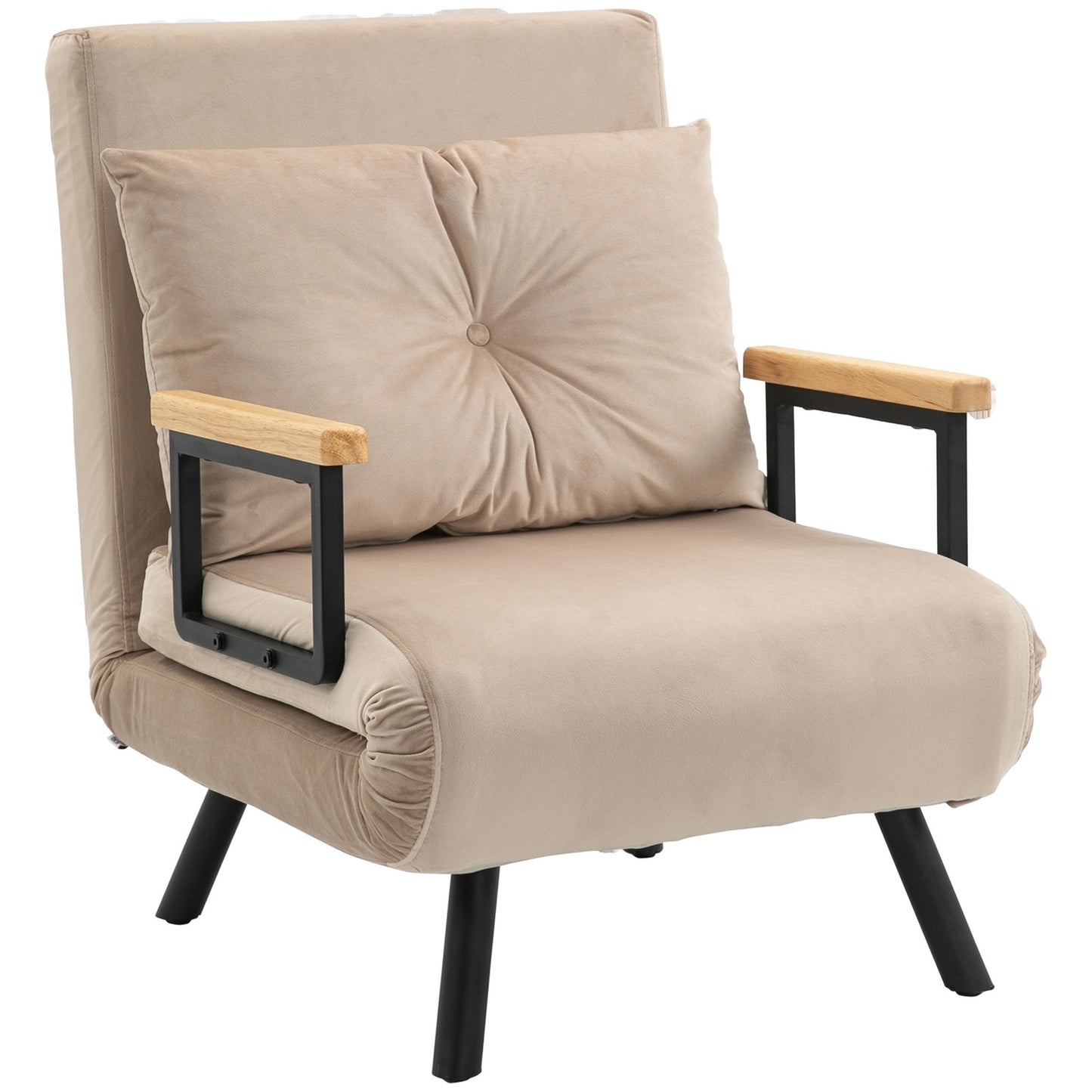 HOMCOM Click Clack Single Chair Bed Settee for Living Room, Guest Room, Beige