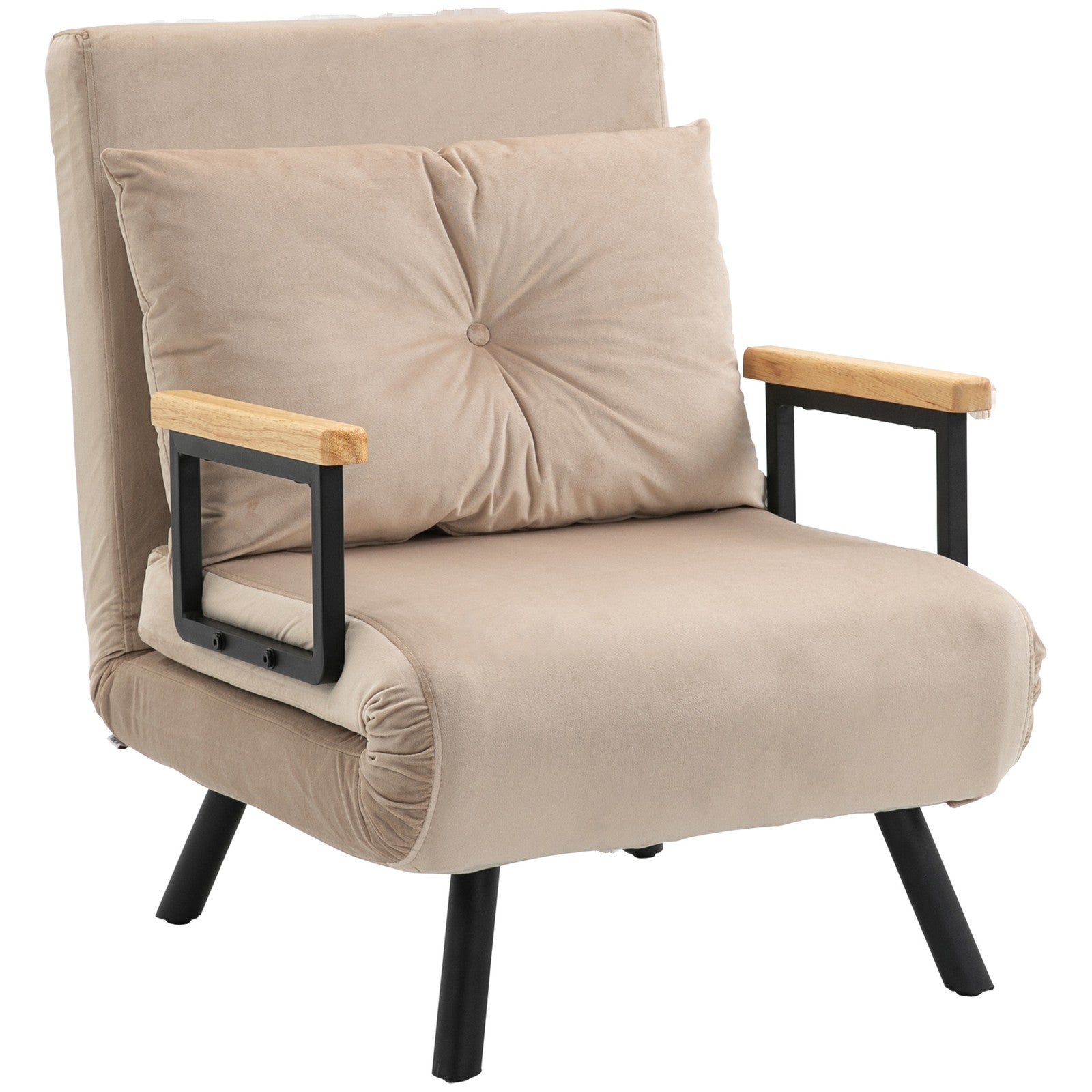 HOMCOM Click Clack Single Chair Bed Settee for Living Room, Guest Room, Beige