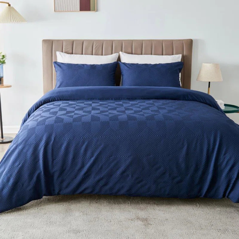 Polyester Geometric Duvet Cover with Pillowcases