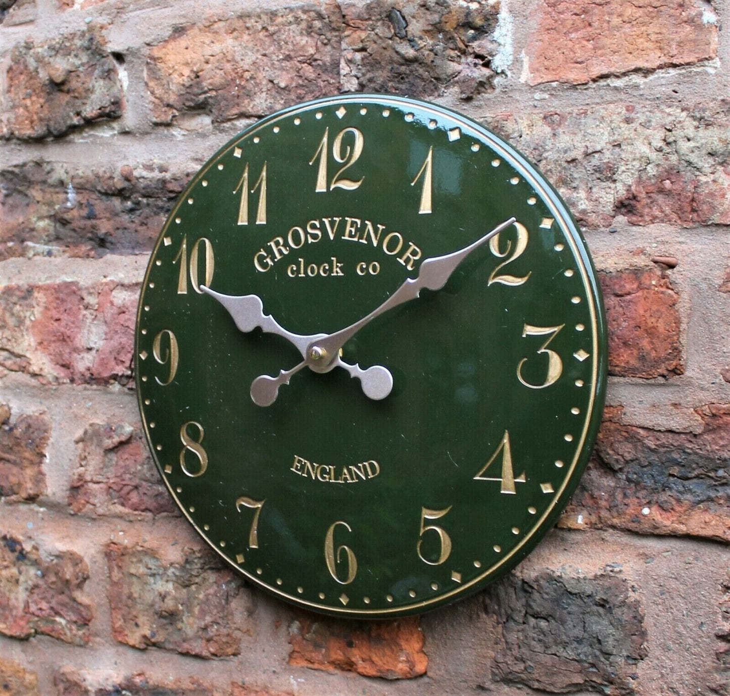 Wall Clock Garden Station Green Ornament Outdoor Arabic Effect 12 Inch