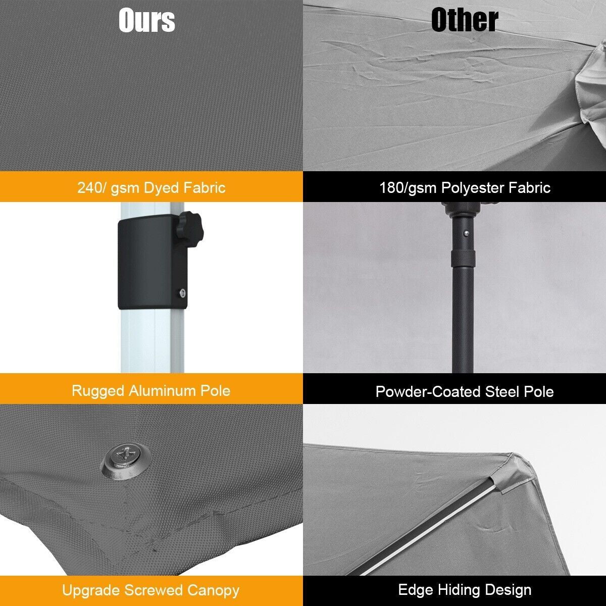 3M Cantilever Garden Parasol with Tilted Design and 360° Rotation
