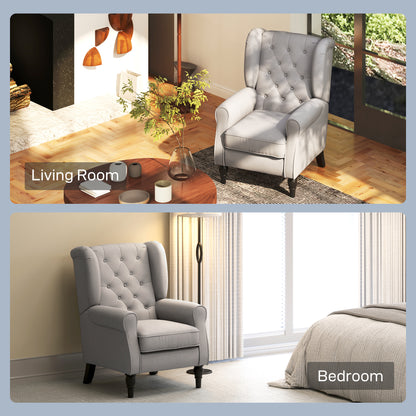 Retro Accent Chair Wingback Armchair with Wood Frame for Living Room