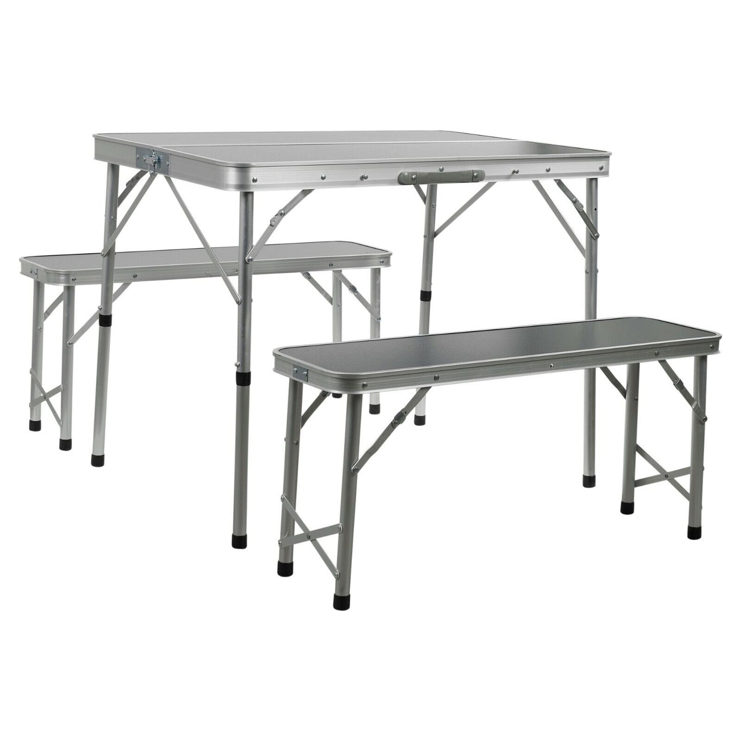 Portable Foldable Camping Picnic Table Bench Set Outdoor Metal BBQ Stool Stable