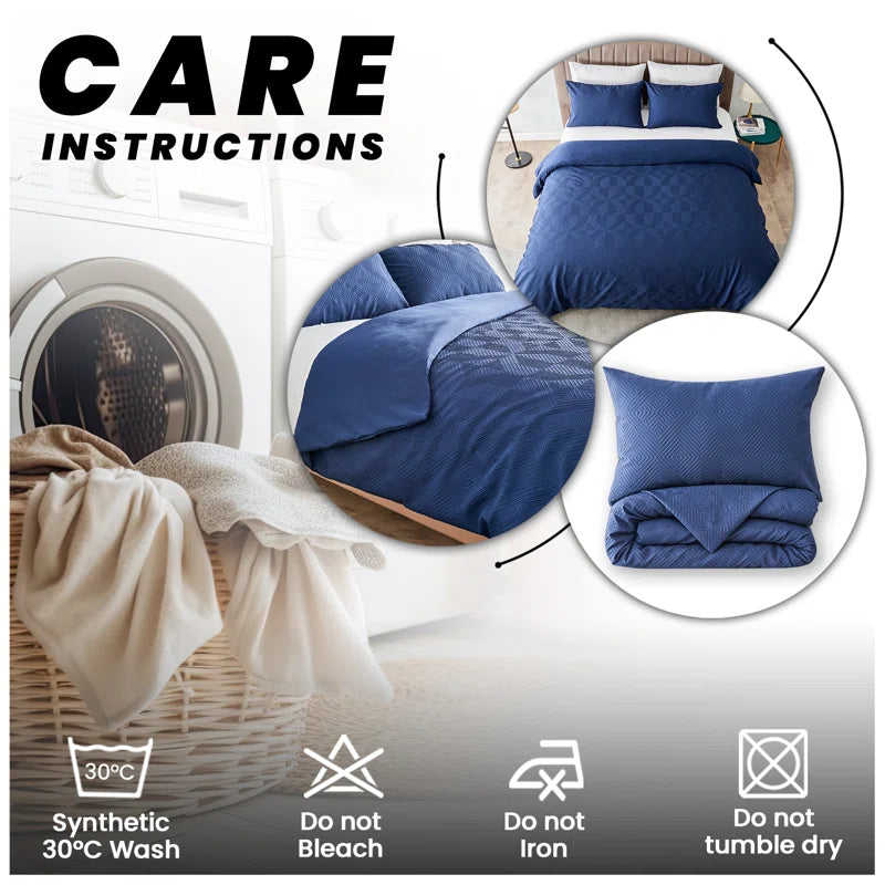 Polyester Geometric Duvet Cover with Pillowcases