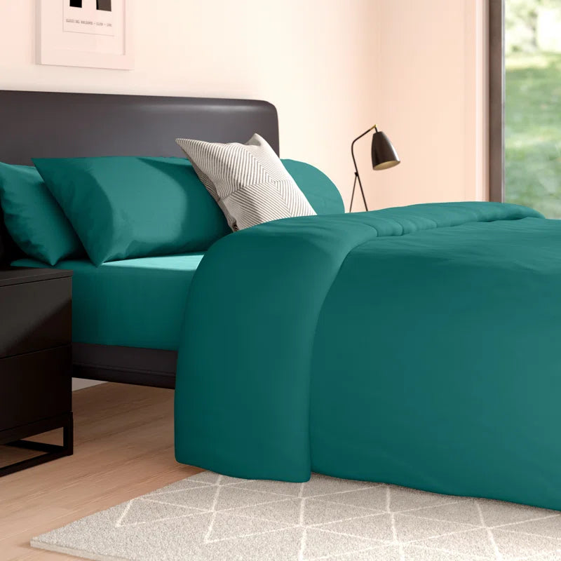 Cotton Blend Solid Colour Duvet Cover with Pillowcases