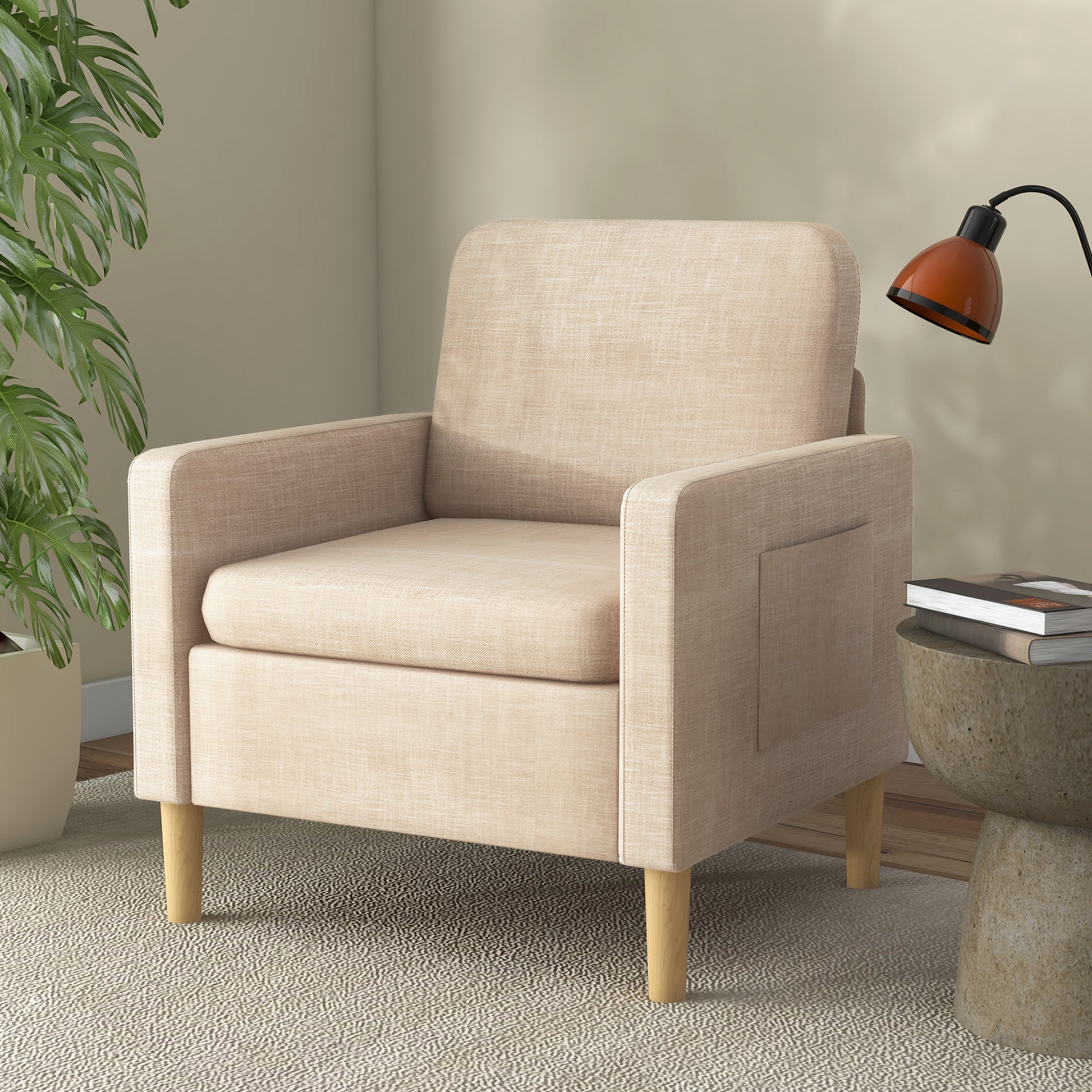 Modern Armchair Fireside Chair Upholstered Accent Chair for Living Room