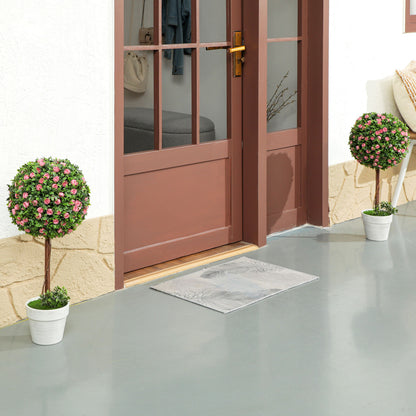 HOMCOM Set of 2 Artificial Plants with Rose Flower in Pot, 60Cm, Pink