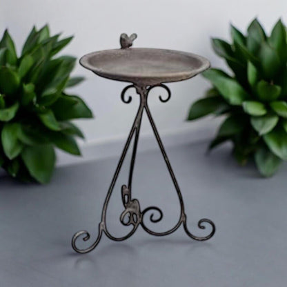 Antique Iron Metal 50Cm Feeder Birdbath for Floral Outdoor Garden Ornament Décor